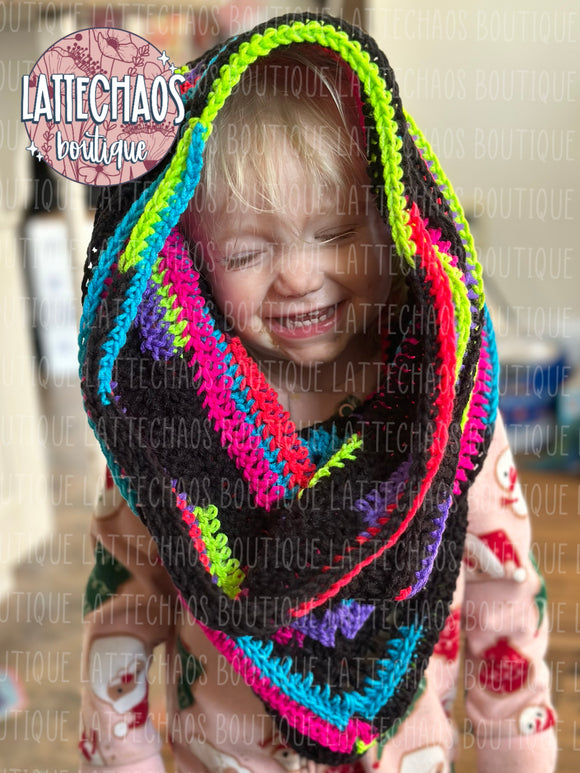 Neon Stripes Hooded Scarf (Toddler/Small Child)