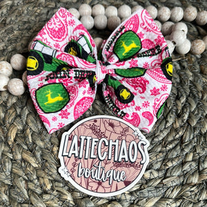 Pink Paisley Tractor Bow