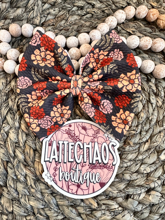 Florals on Navy Bow
