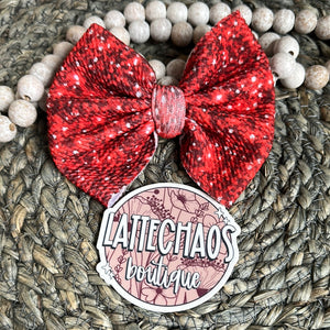 Faux Red Glitter Bow
