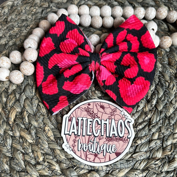 Red & Pink Leopard Bow