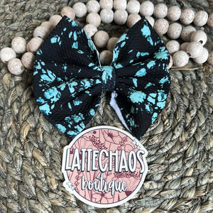 Black & Turquoise Marble Bow
