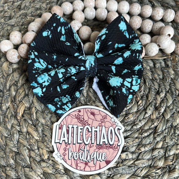 Black & Turquoise Marble Bow
