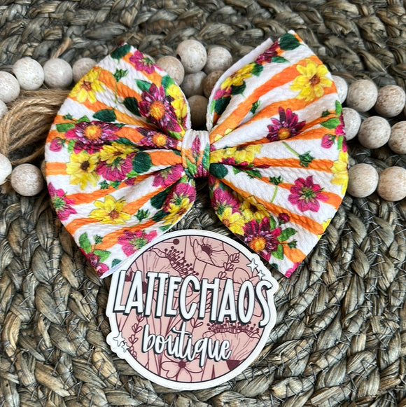 Bright Tropical Florals with Stripes Bow